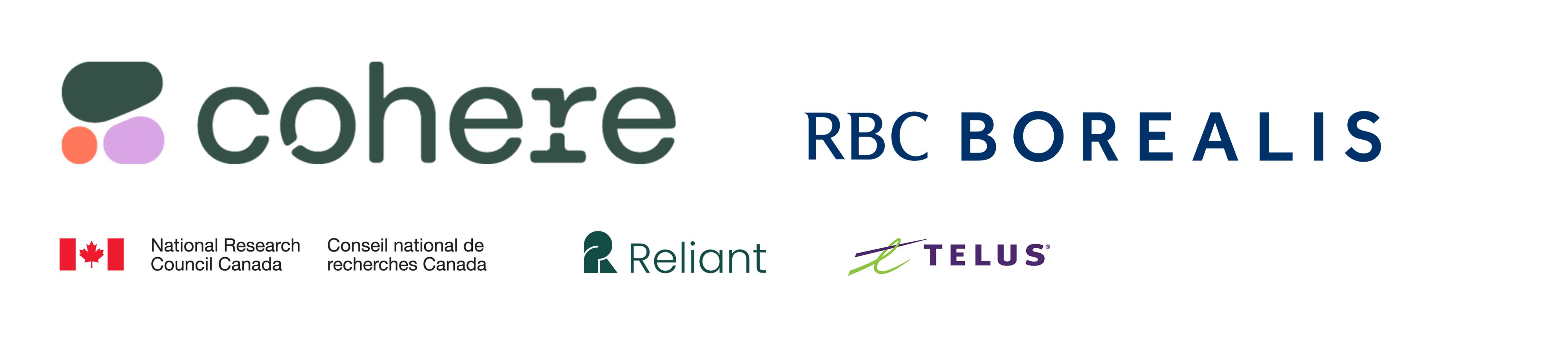 Cohere, RBC Borealis, National Research Council Canada / Conseil national de recherches Canada, Reliant; Telus